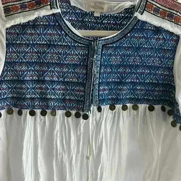 Velzera embroidered bohemian top with tassel and coin detail - Picture 10 of 12